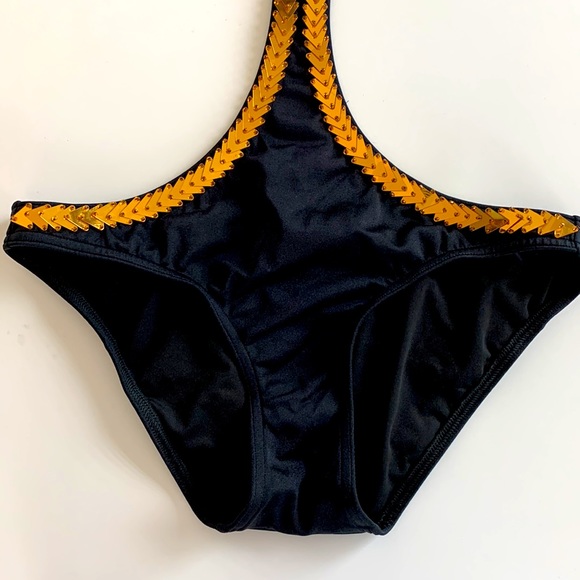 Black and Gold Sequin One Piece - Picture 3 of 6